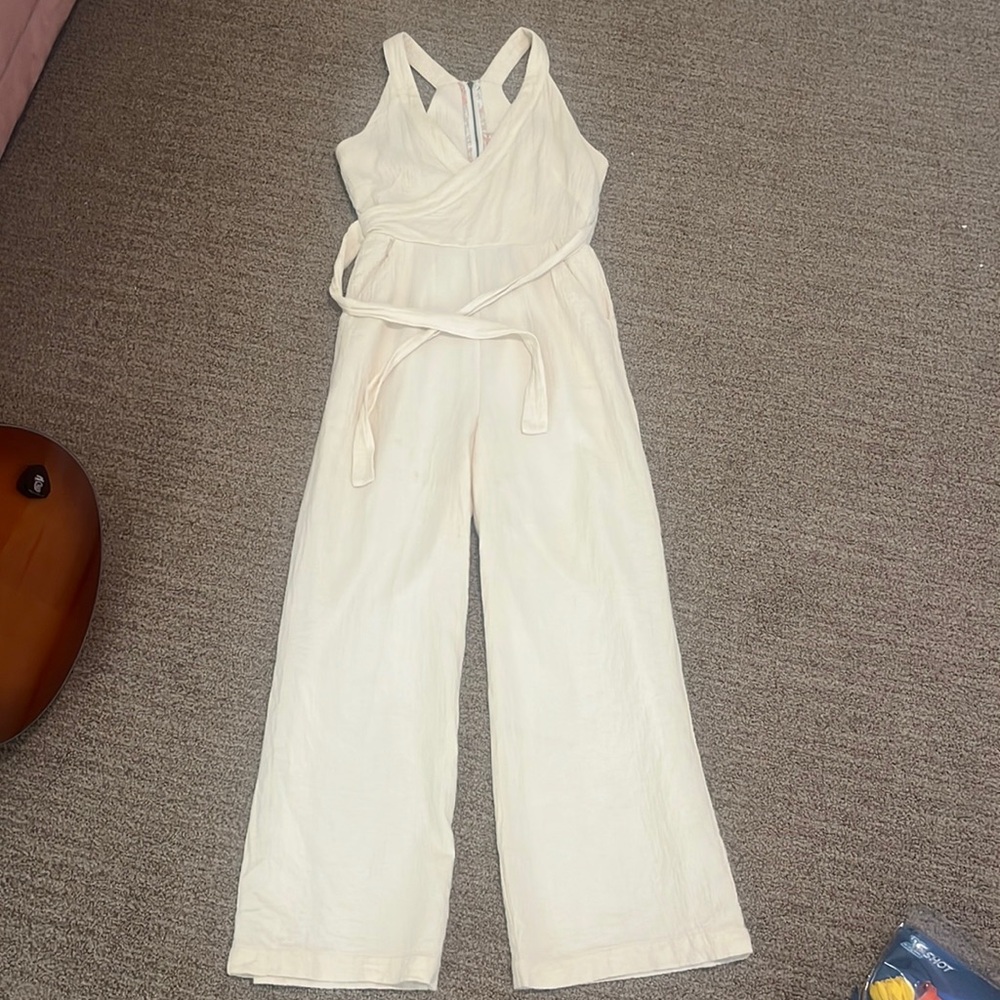 Size 4, Anthropologie off-white linen romper